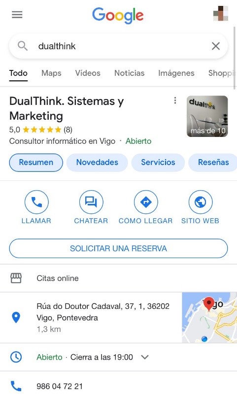 Perfil de GMB de Dualthink