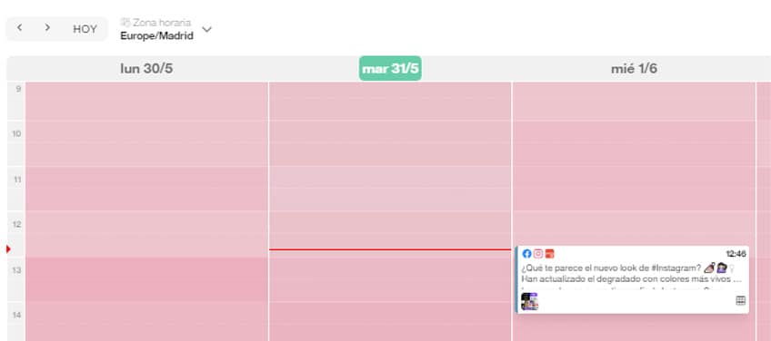 Calendario en RRSS con publicacion programada
