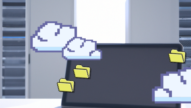 Portatil con torres de Servidores Web de fondo